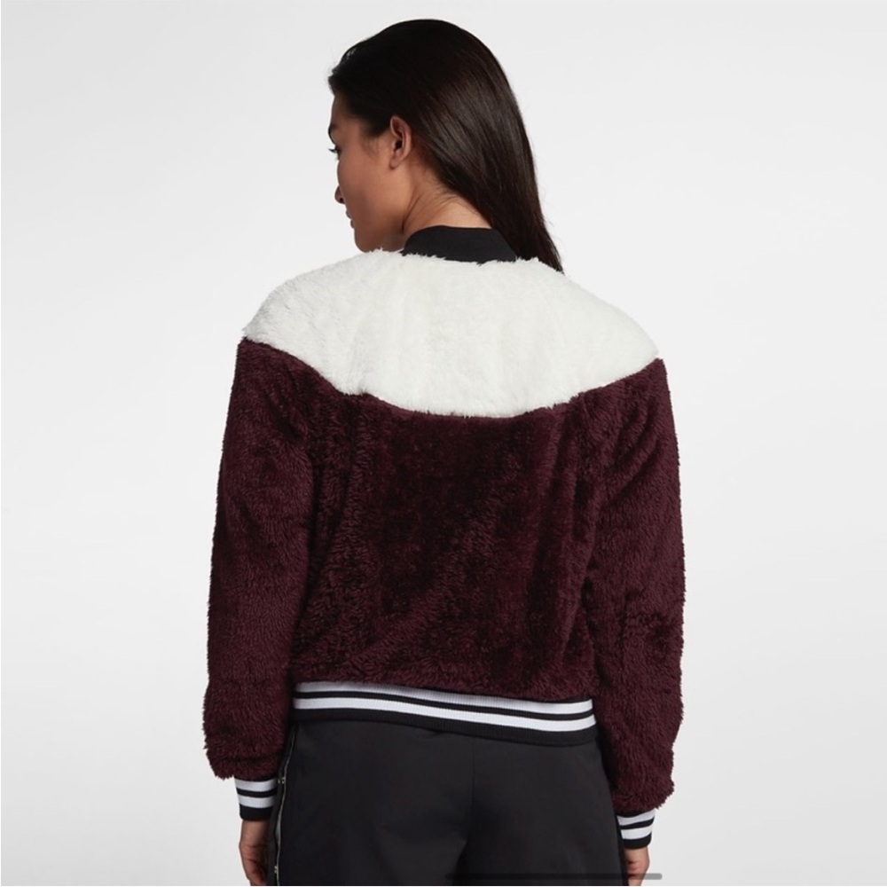 Nike Sportswear Sherpa Wolf Bomber Jacket Burgundy White Medium